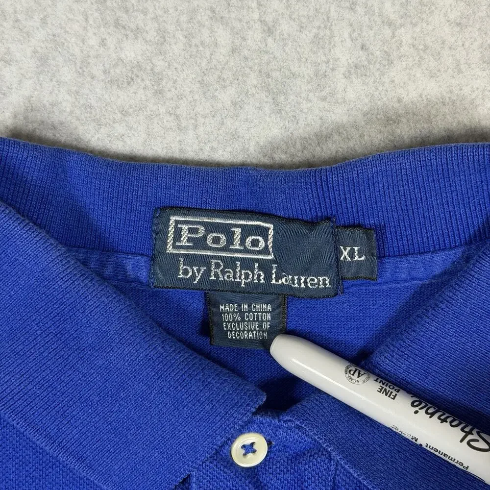 Vintage Polo by Ralph Lauren Shirt Royal Blue Men's XL Orange Pony Knicks Cotton